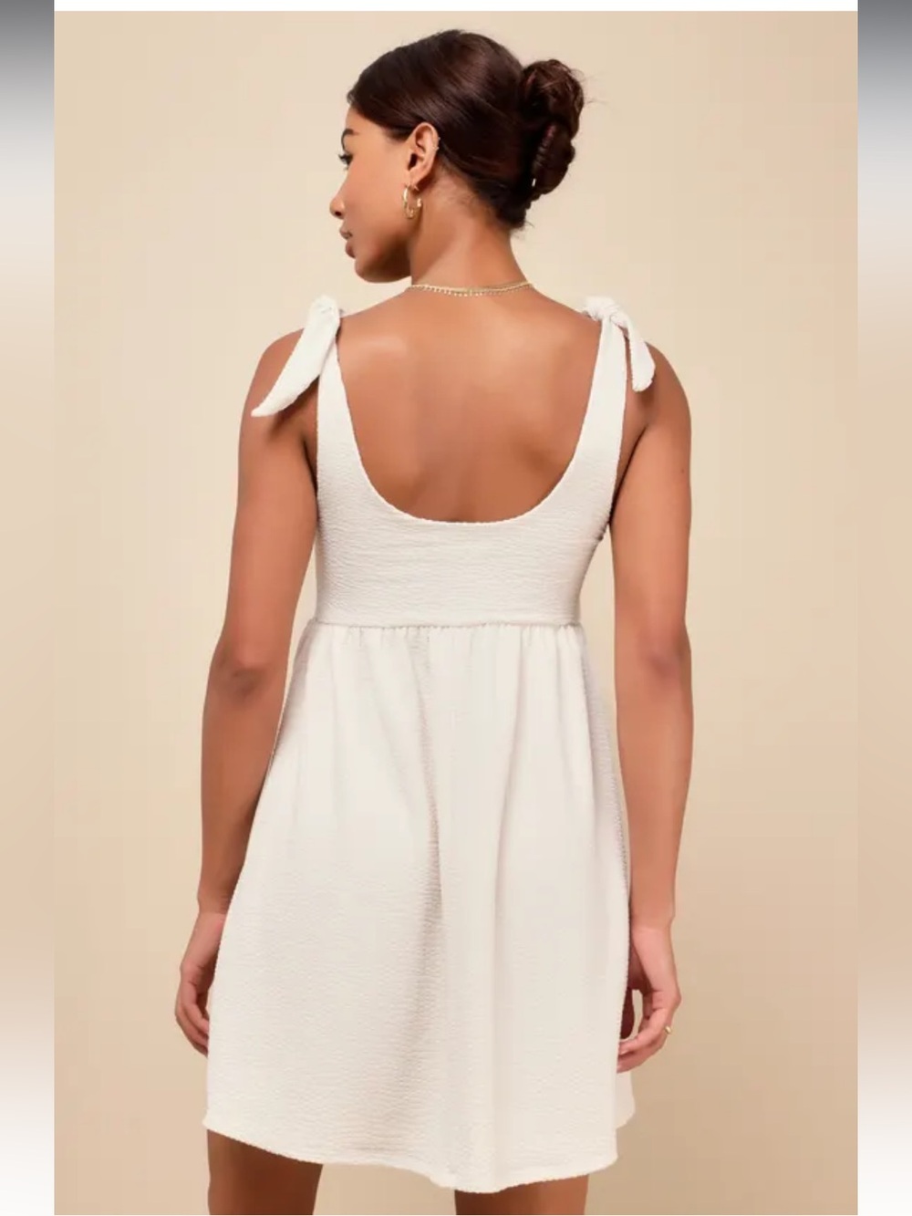 NWT lulus Cute Certainty Ivory Textured Ribbed Knit Tie-Strap Mini Dress Size S - Picture 2 of 13
